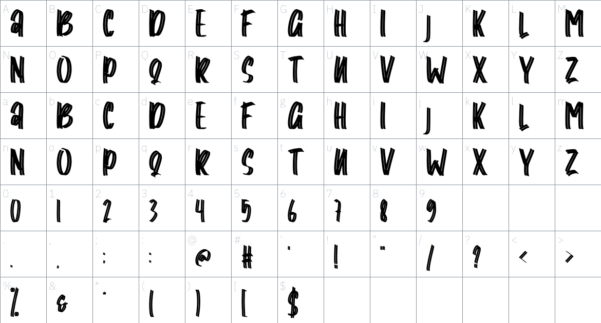 Barlaze font Character Map