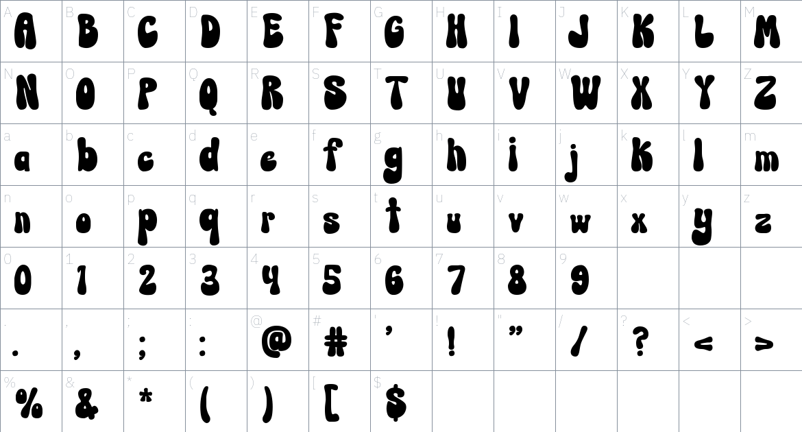 Trolun font Character Map