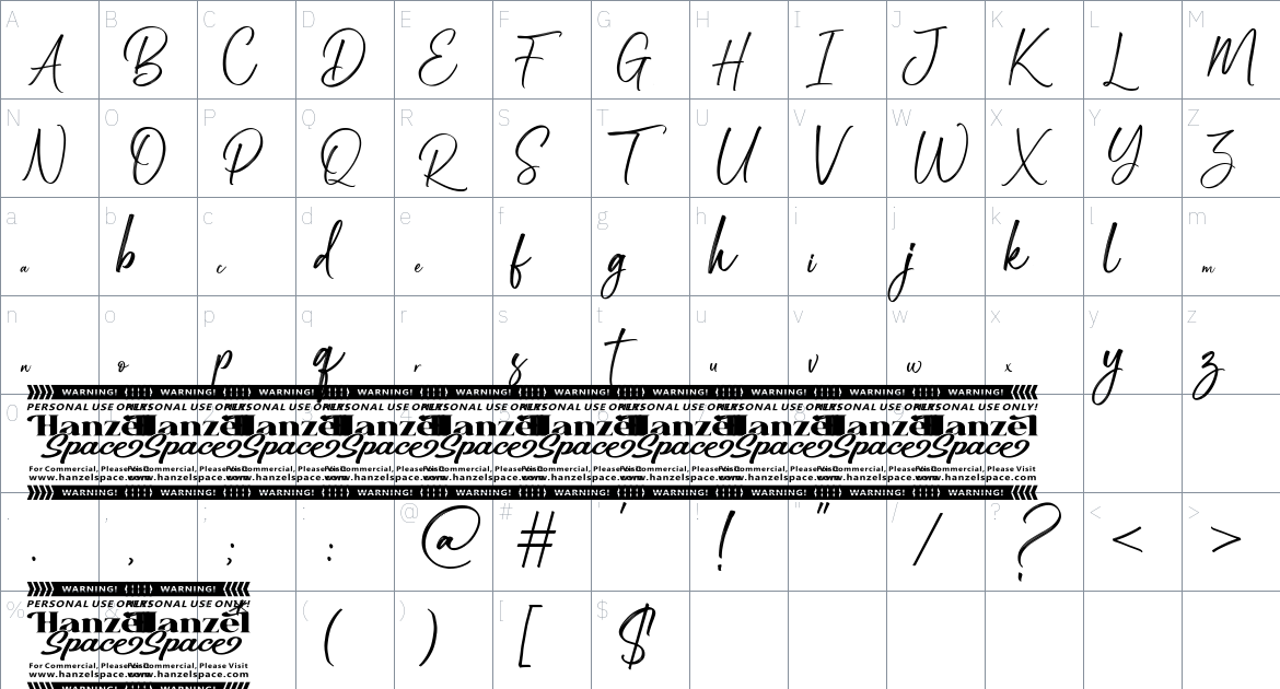 The Roughly font Character Map