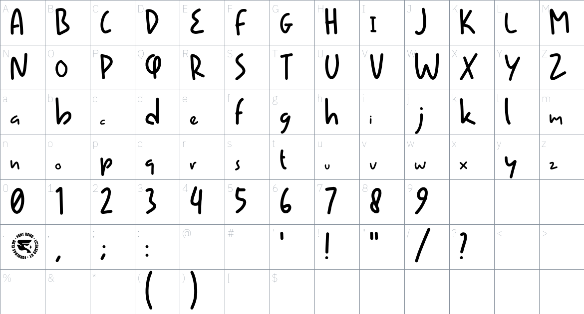 Bounty Hero Font font Character Map