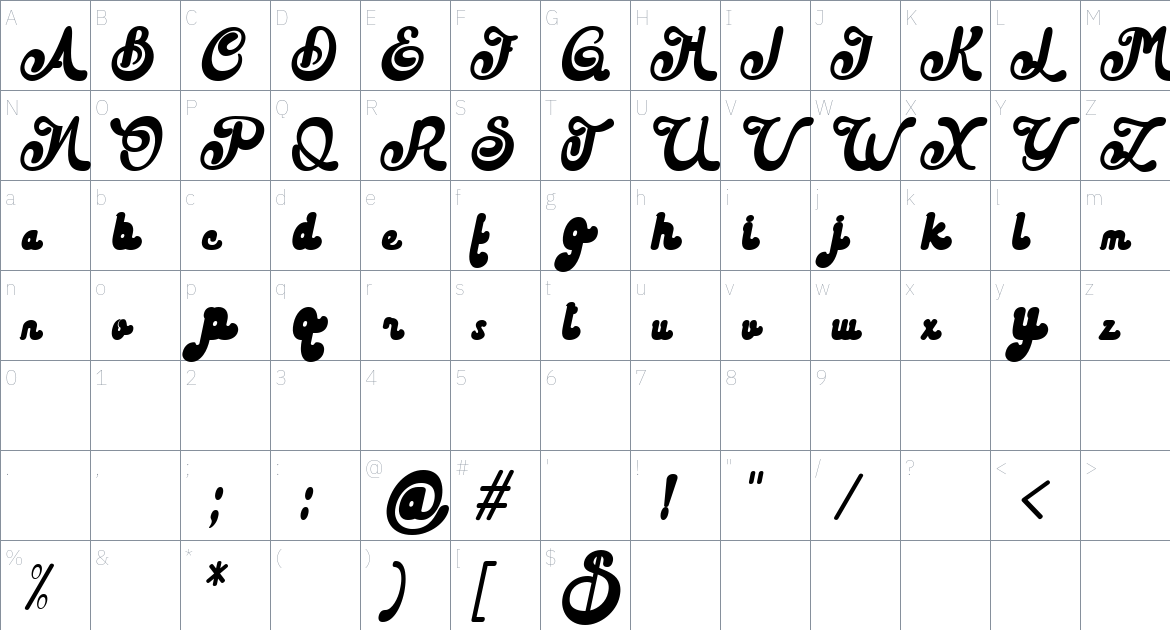 The Stacy Font font Character Map