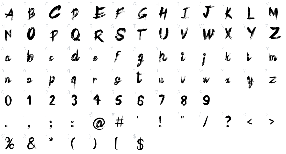 Key Virtue Font font Character Map