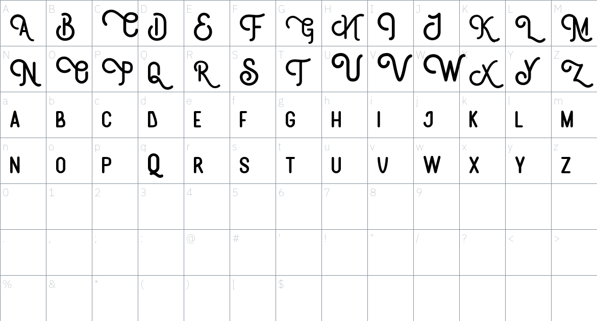 Brotherhood Font font Character Map