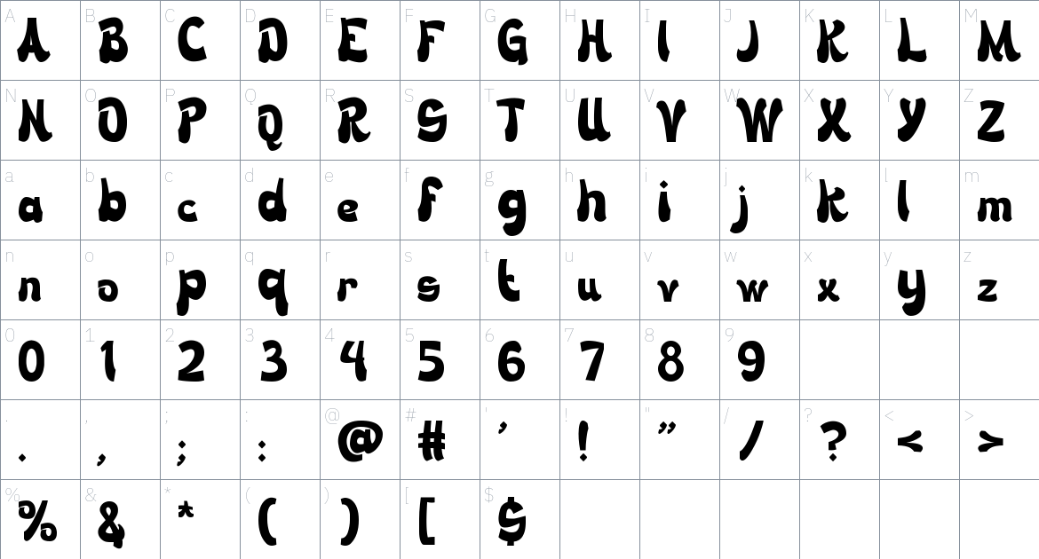 Shakira font Character Map