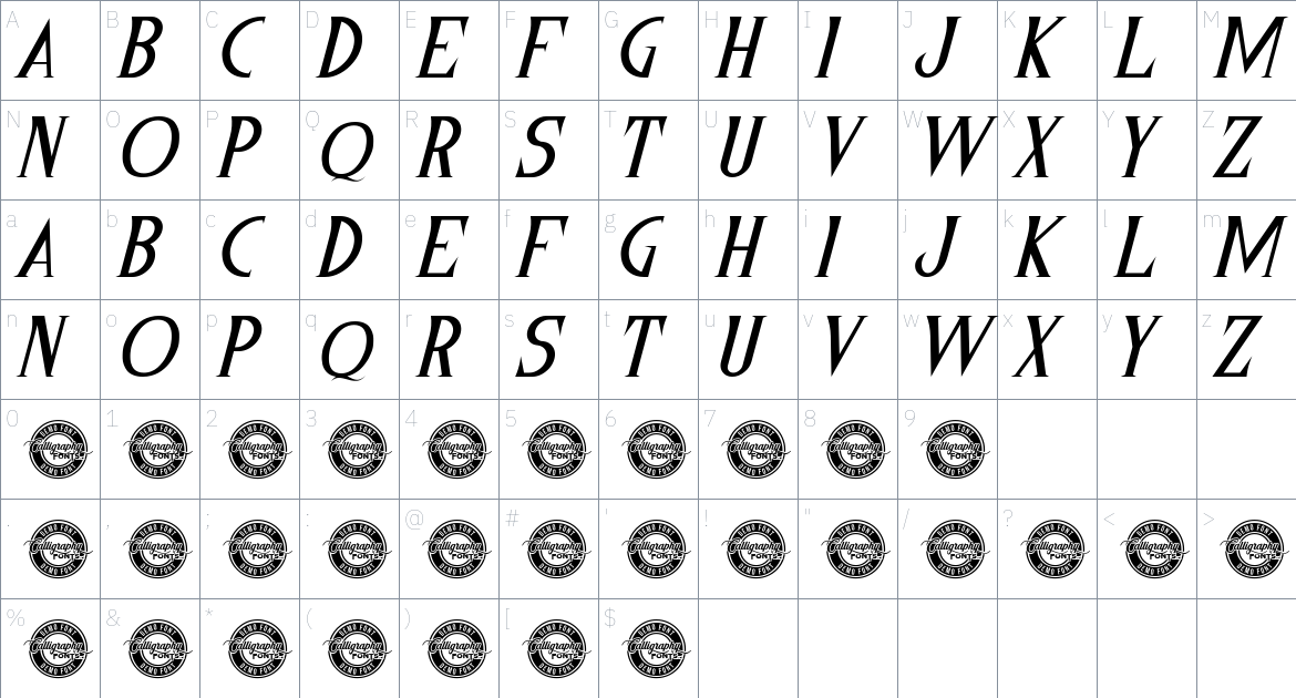 Morristown font Character Map