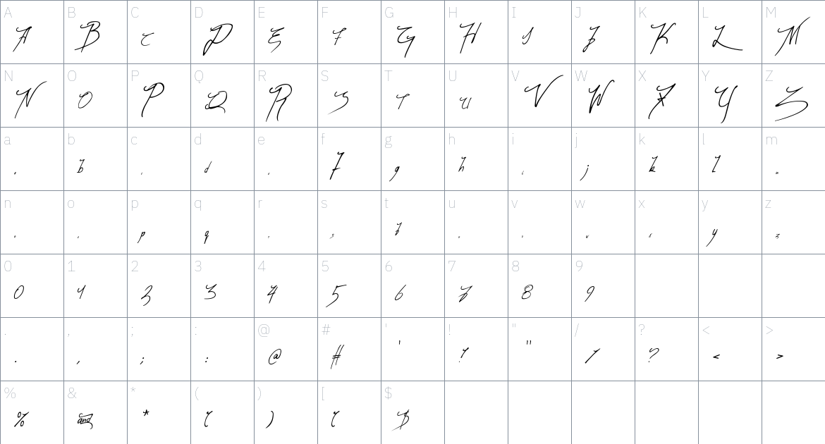 Miog Font font Character Map