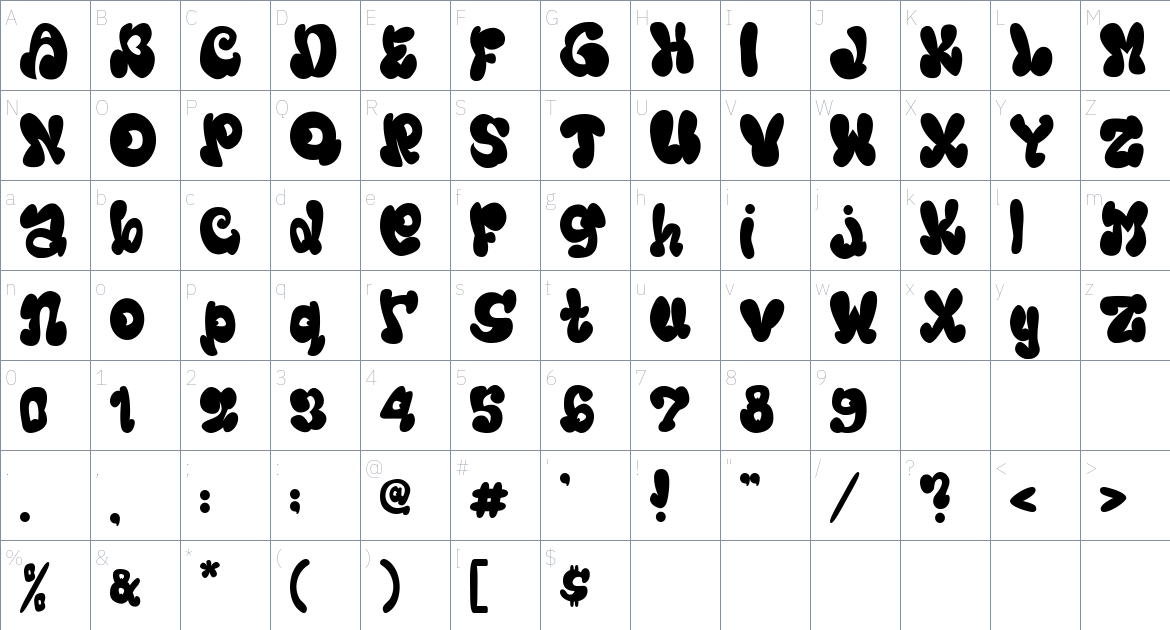 Amigos font Character Map