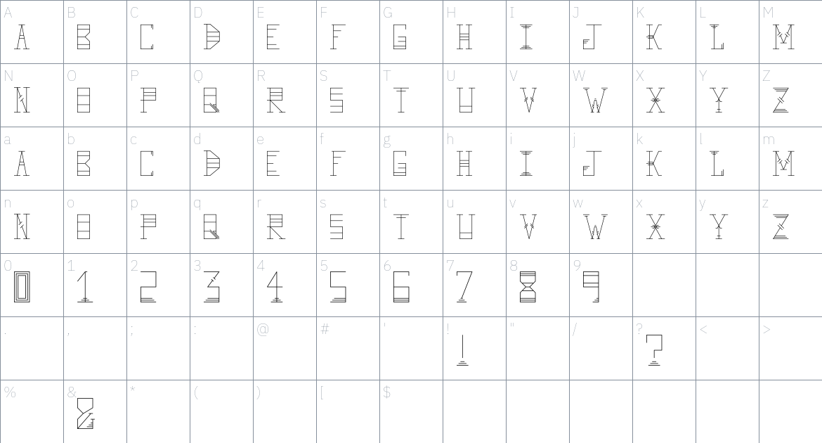 Line Type Font font Character Map