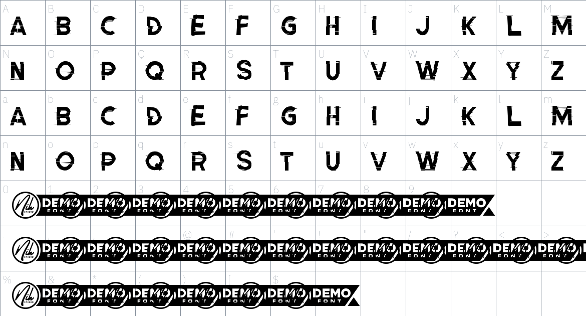 Speed Rate font Character Map