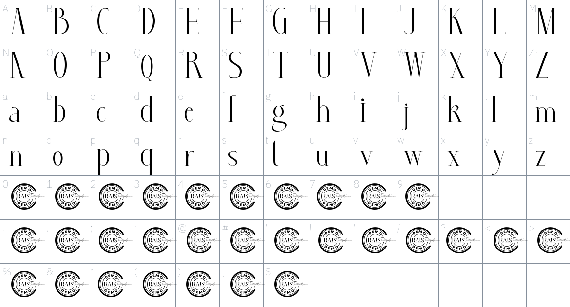 Black Grow font Character Map