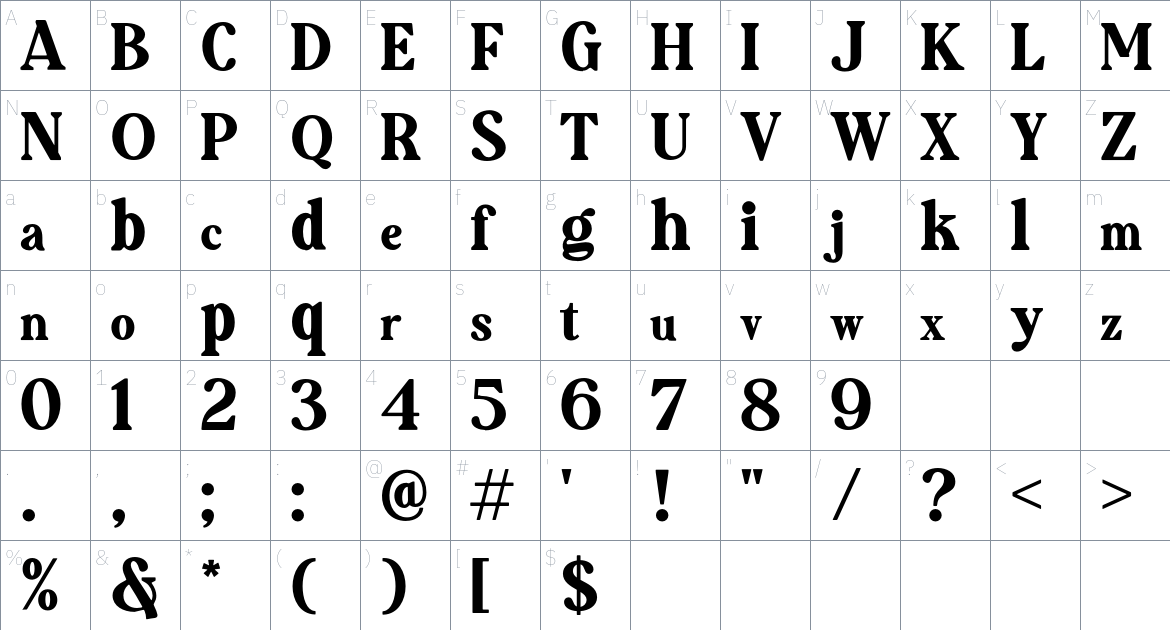 Augillion Font font Character Map