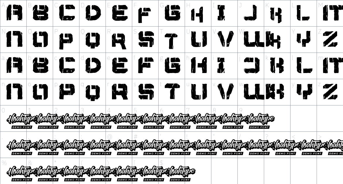 Thermal War font Character Map