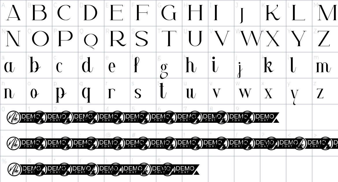 Adhitya font Character Map