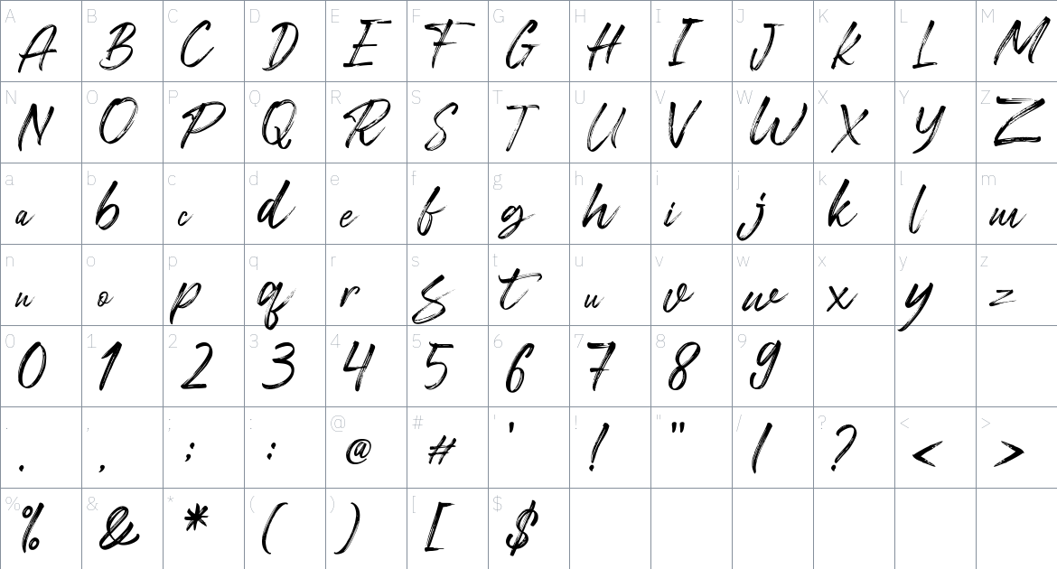 Freshline font Character Map