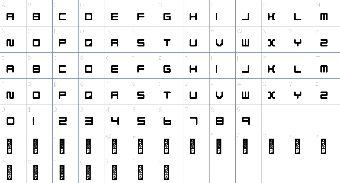 Qubo Font font Character Map