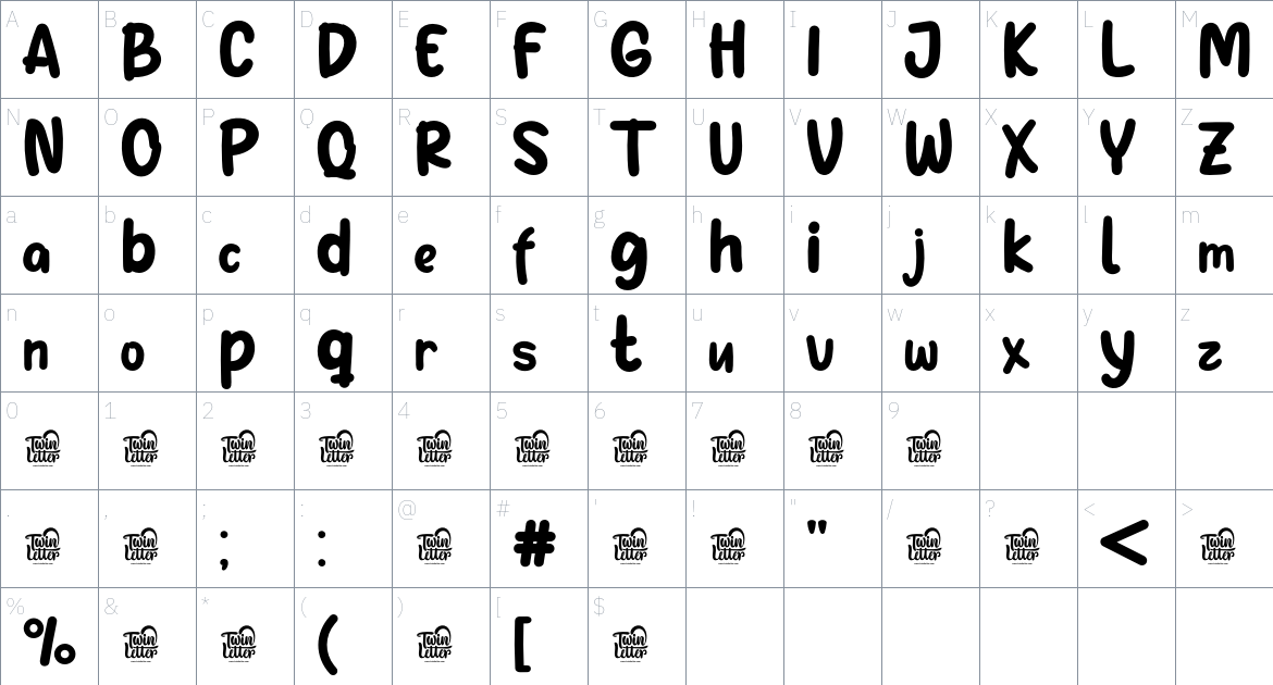 Gefuh font Character Map