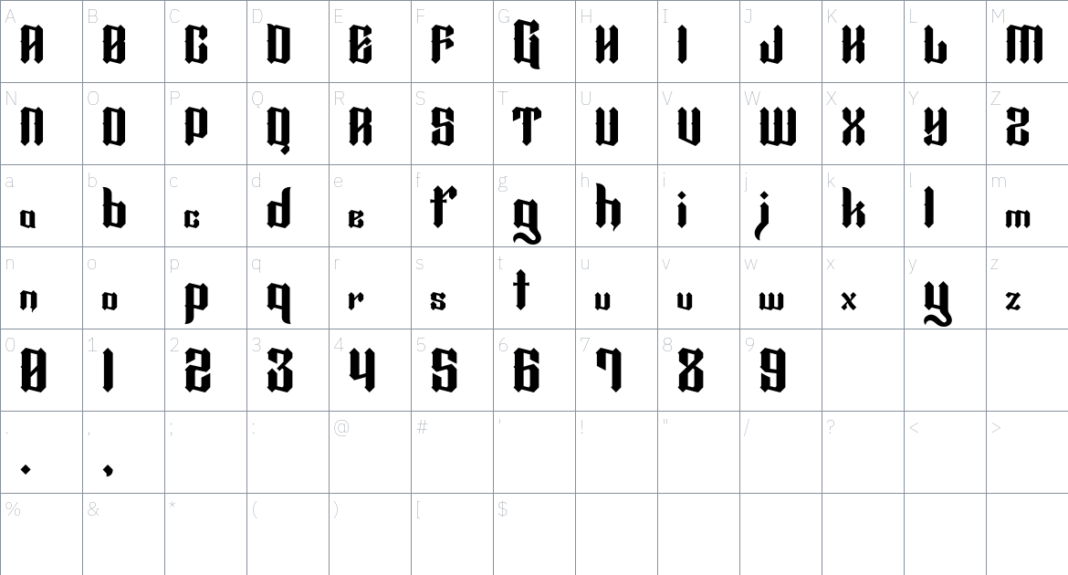 CS Glare Trial font Character Map