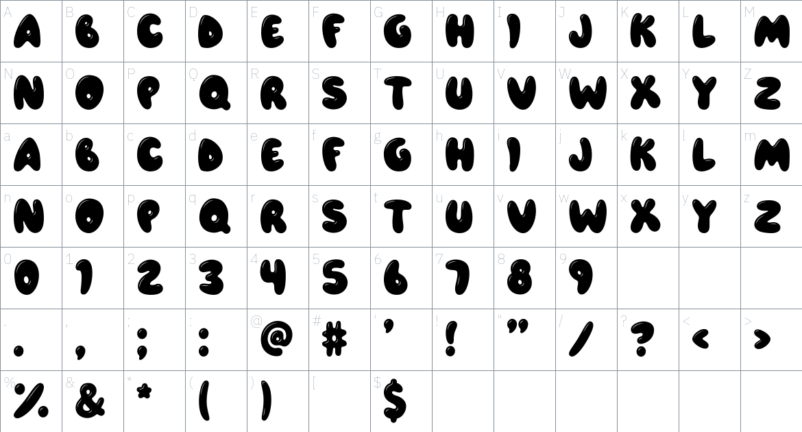 Airfool Font font Character Map