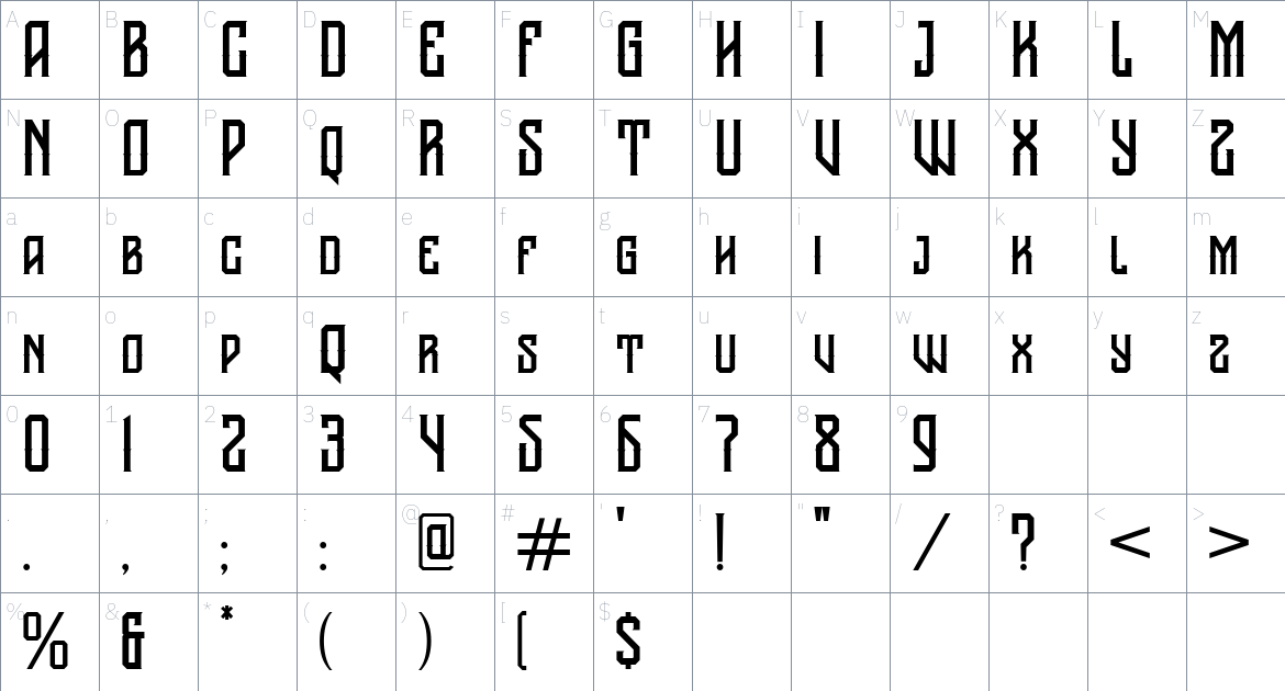 Nomer Samvilan font Character Map