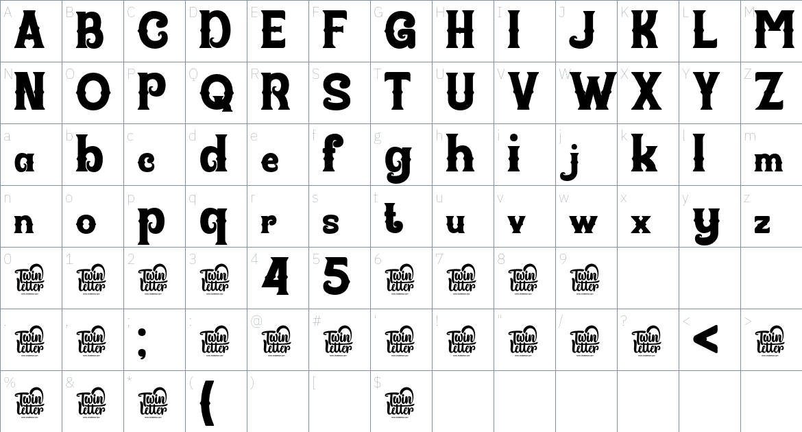 Firwaen font Character Map