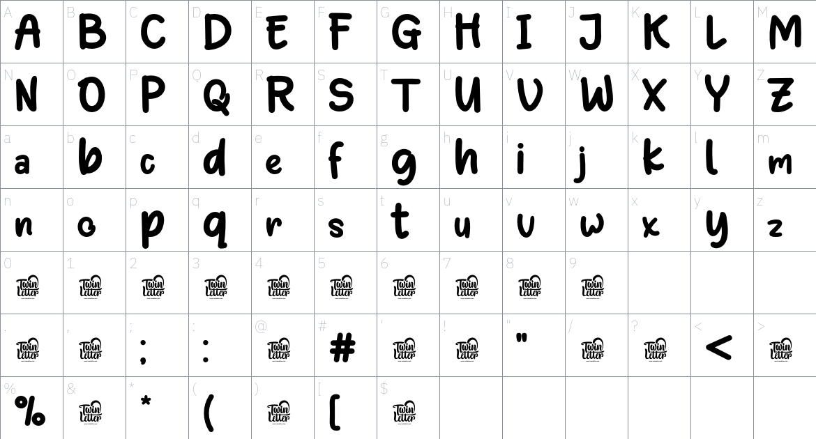 Qandas font Character Map