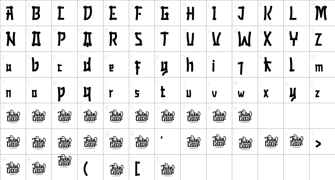 Gayana font Character Map