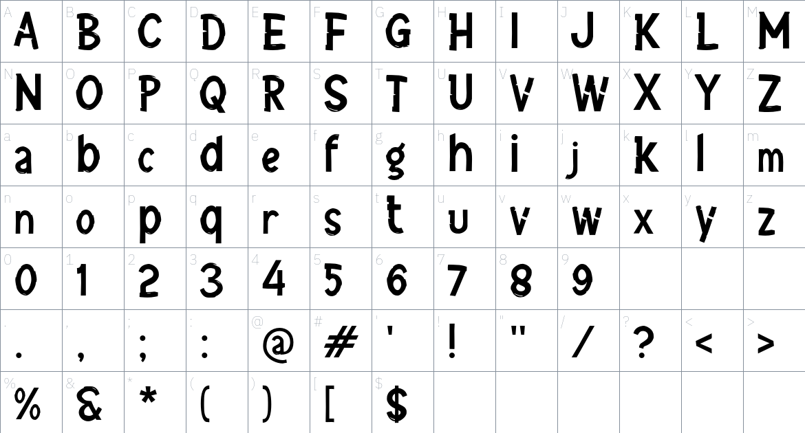 j Julukan font Character Map