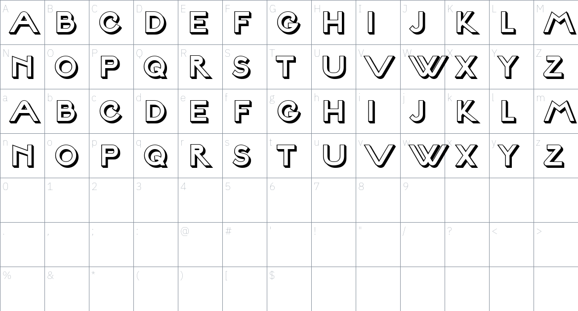 Premiere font Character Map