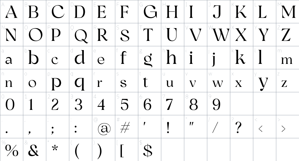 Binerka Font font Character Map