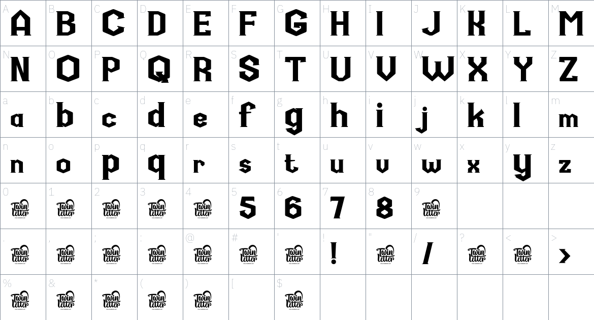 Rukinax font Character Map