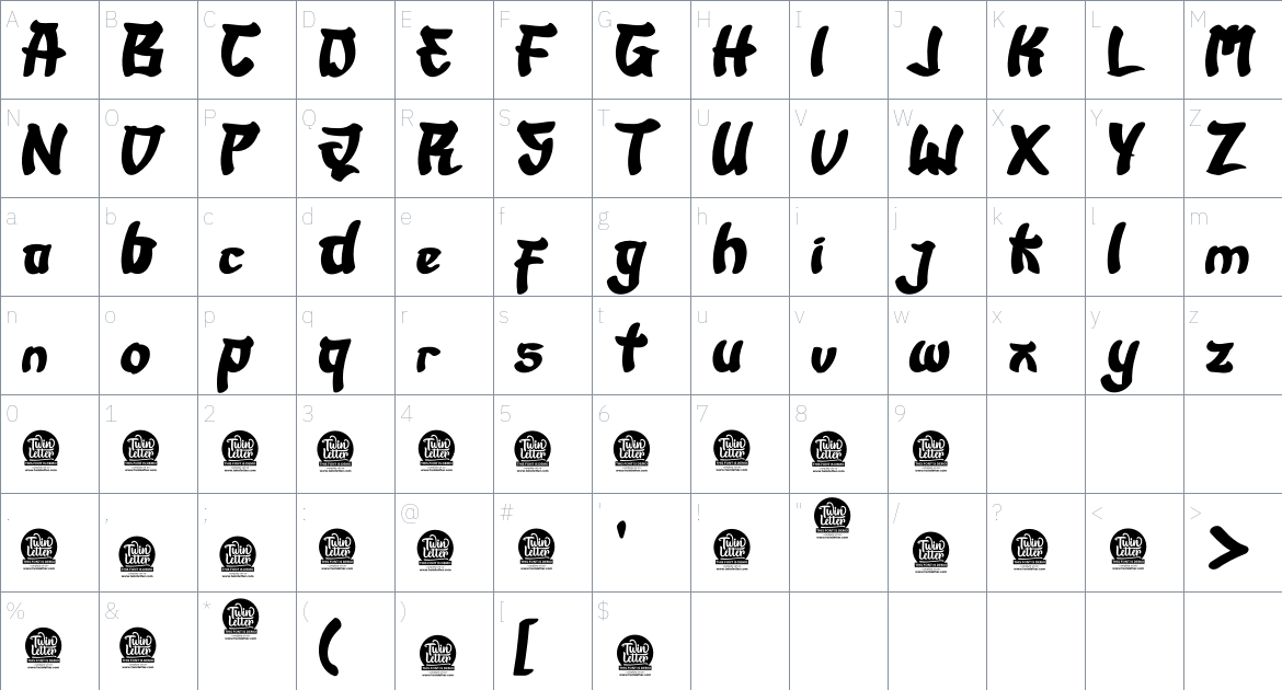 Qewur font Character Map