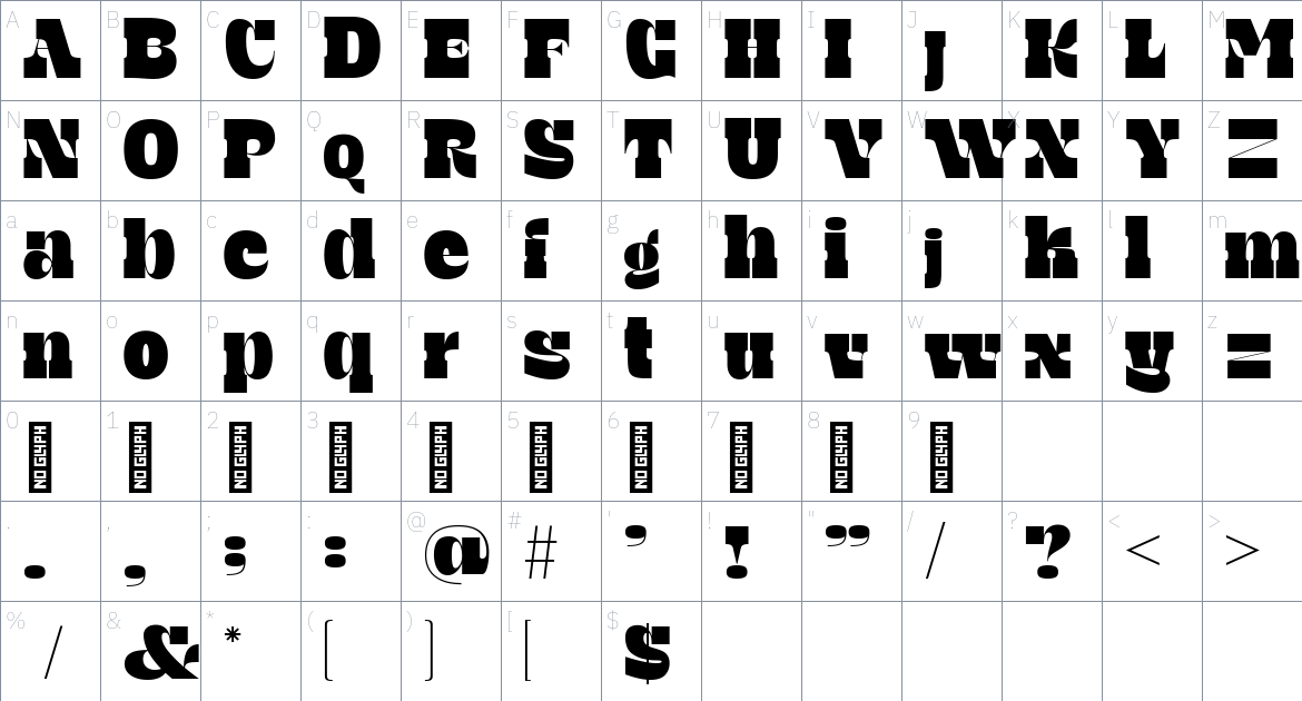 Retro Qalva Font font Character Map