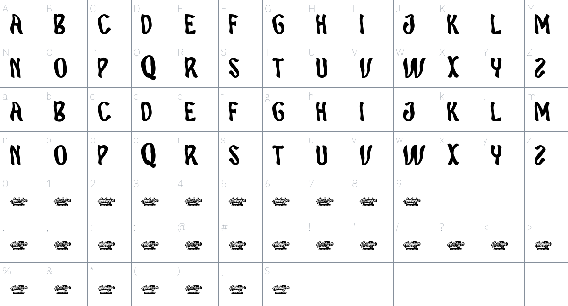 Askhole font Character Map