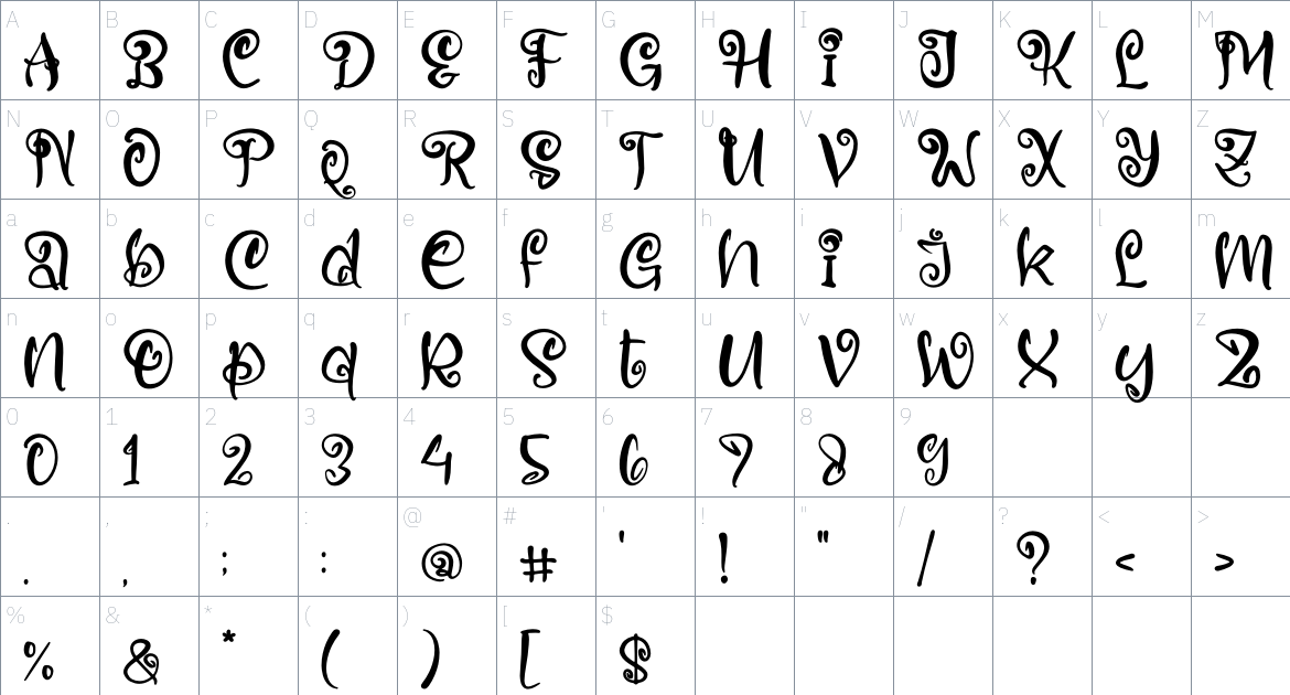 Haloking Creepy font Character Map