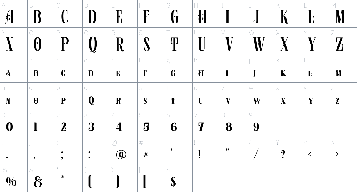 Sarcastic Nova font Character Map