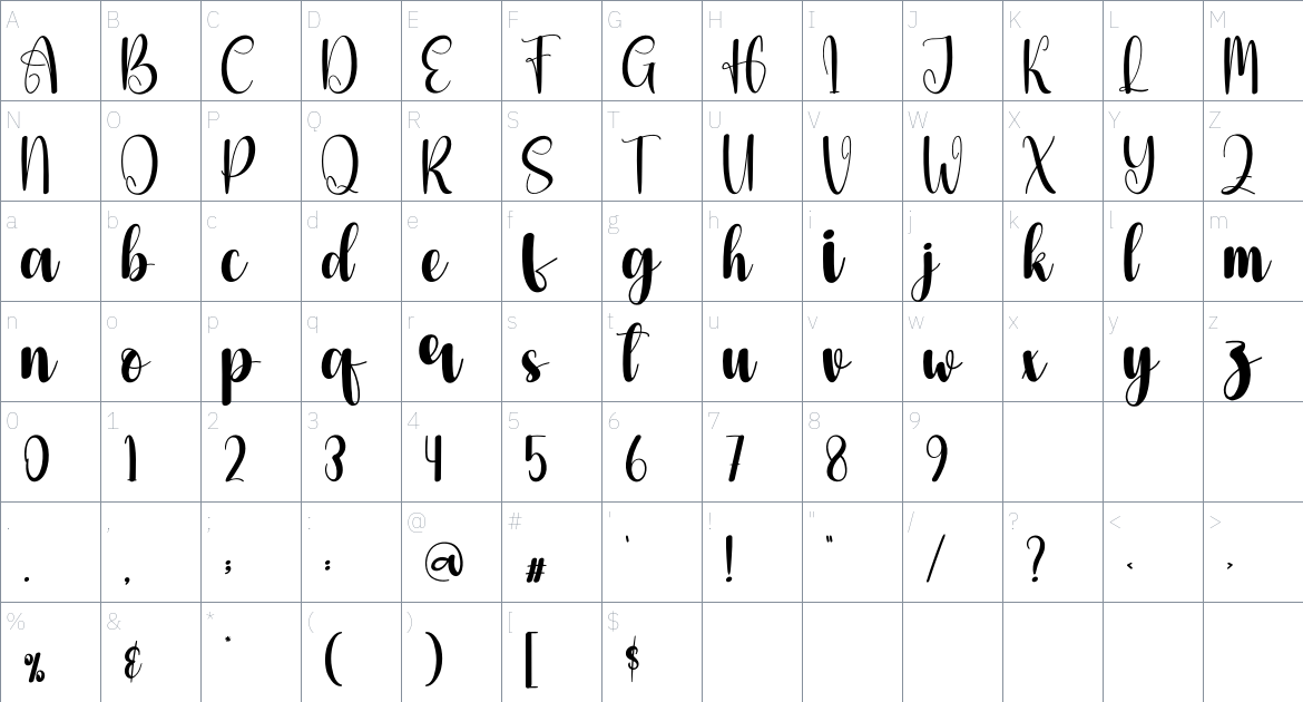 Ghosted House font Character Map