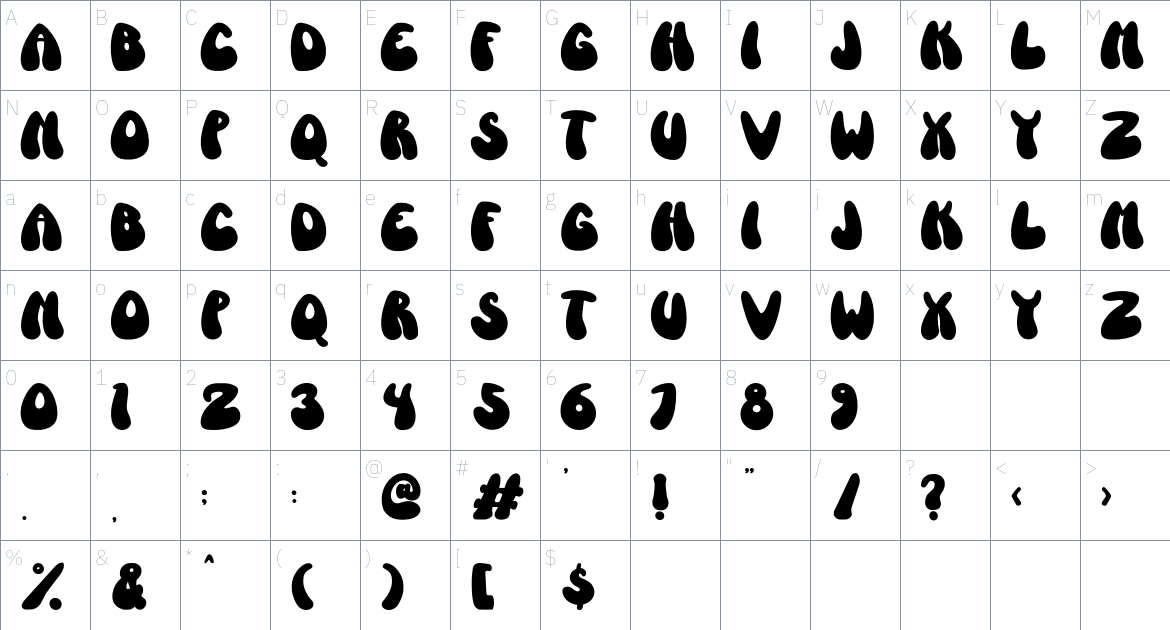 Fancy Arts font Character Map