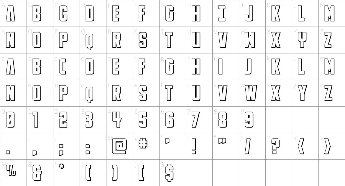 DiaClone font Character Map