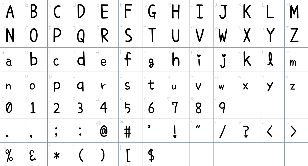 Seto Font font Character Map