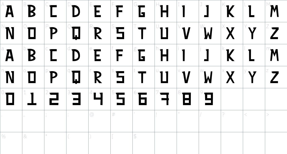 Vavoura Font font Character Map