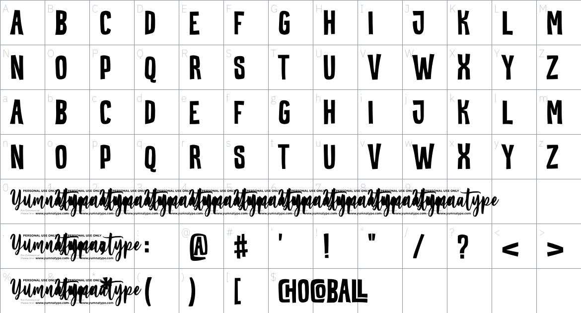 Chocoball font Character Map