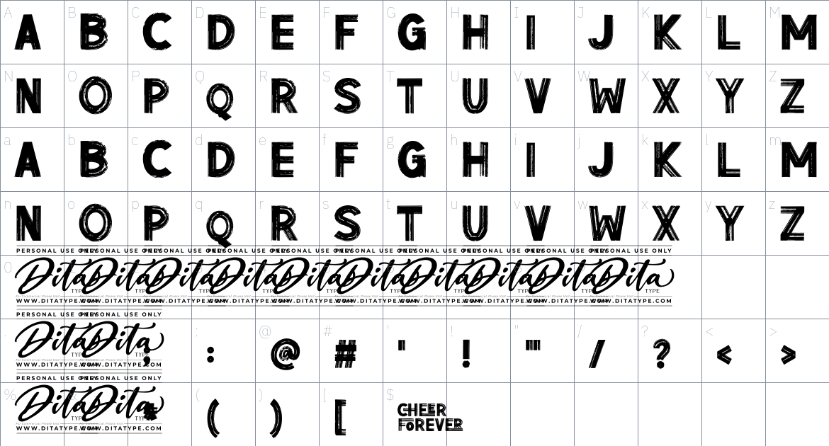 Cheer Forever font Character Map