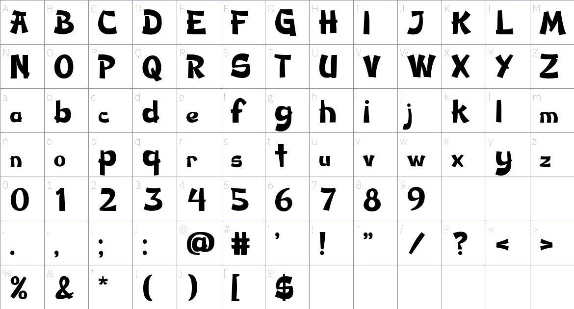 Sakuna font Character Map