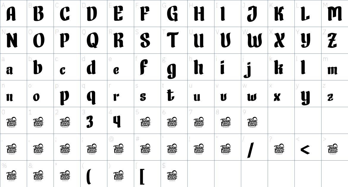 Fanhen font Character Map