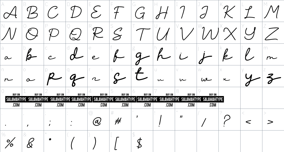 Willy Schaden font Character Map