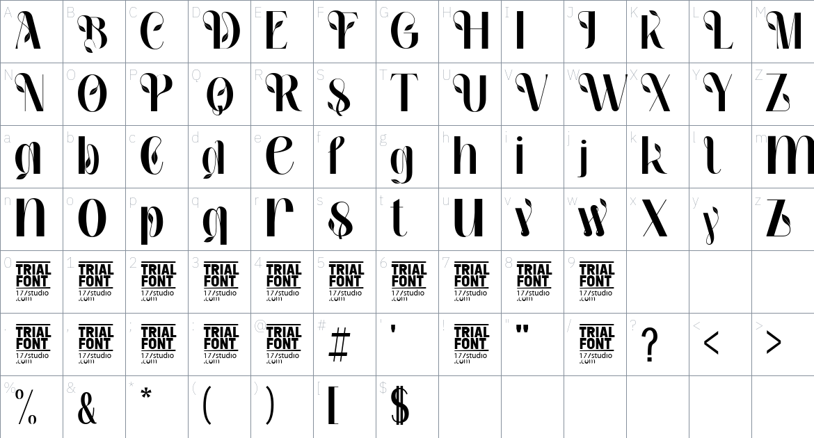 Geesor Unique font Character Map