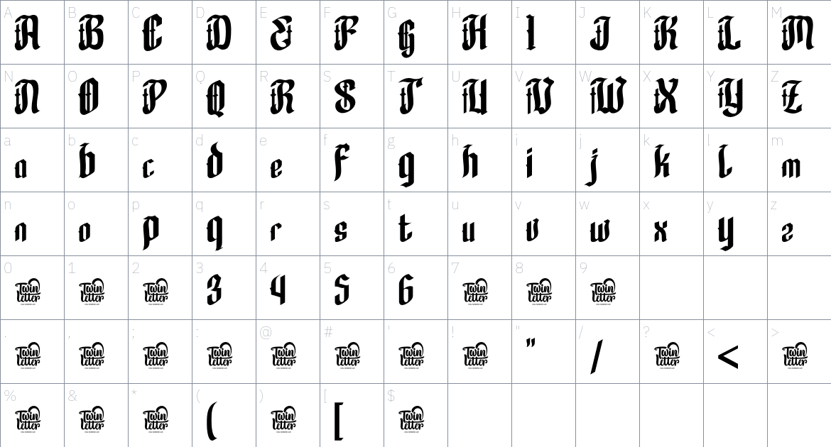 Gadevox font Character Map