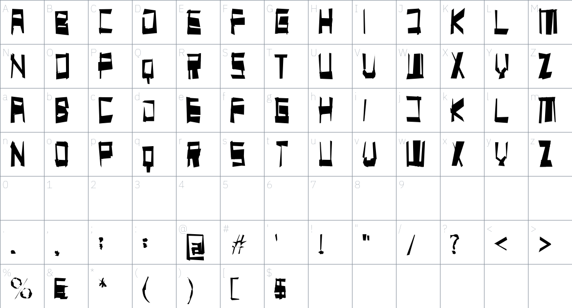 Faqro Break font Character Map