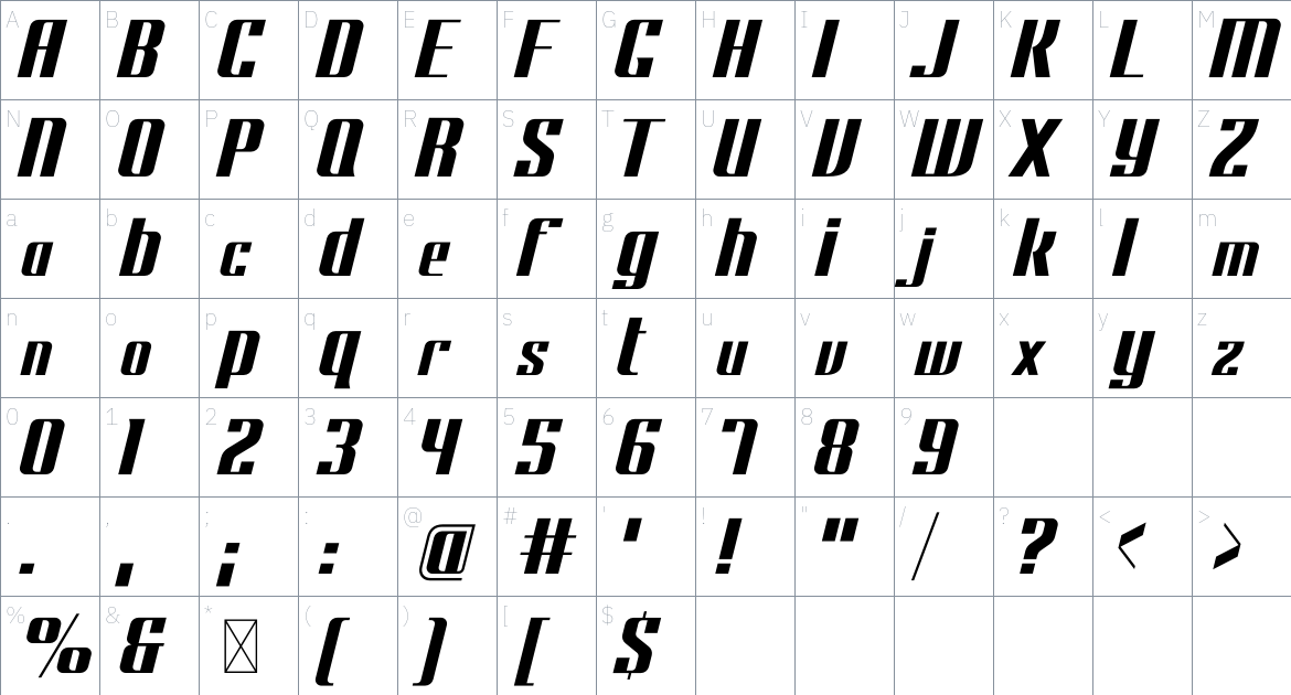 Strandhill Font font Character Map