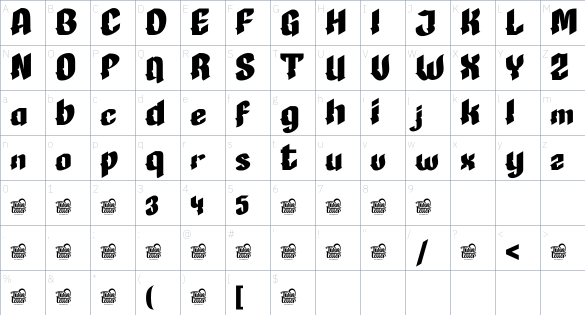 Xikas font Character Map